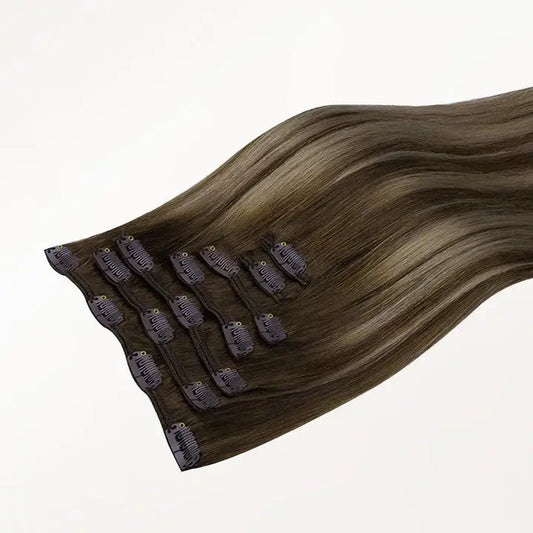 Ash brown balayage Clip-ins 120g